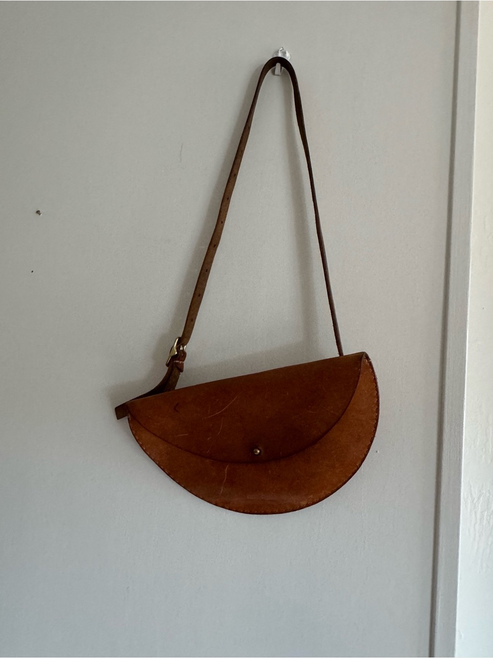 Brown Half-Moon Leather Crossbody Bag